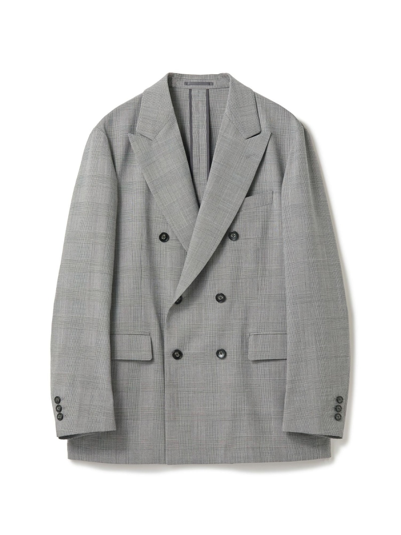 MEN\'S BIGI SMART MERINOウールトロピカル/グレンチェック ダブルジャケット<防シワ><軽量><ストレッチ> メンズ ビギ ジャケット・アウター テーラードジャケット・ブレザー ブラック【送料無料】| Fashion Men
