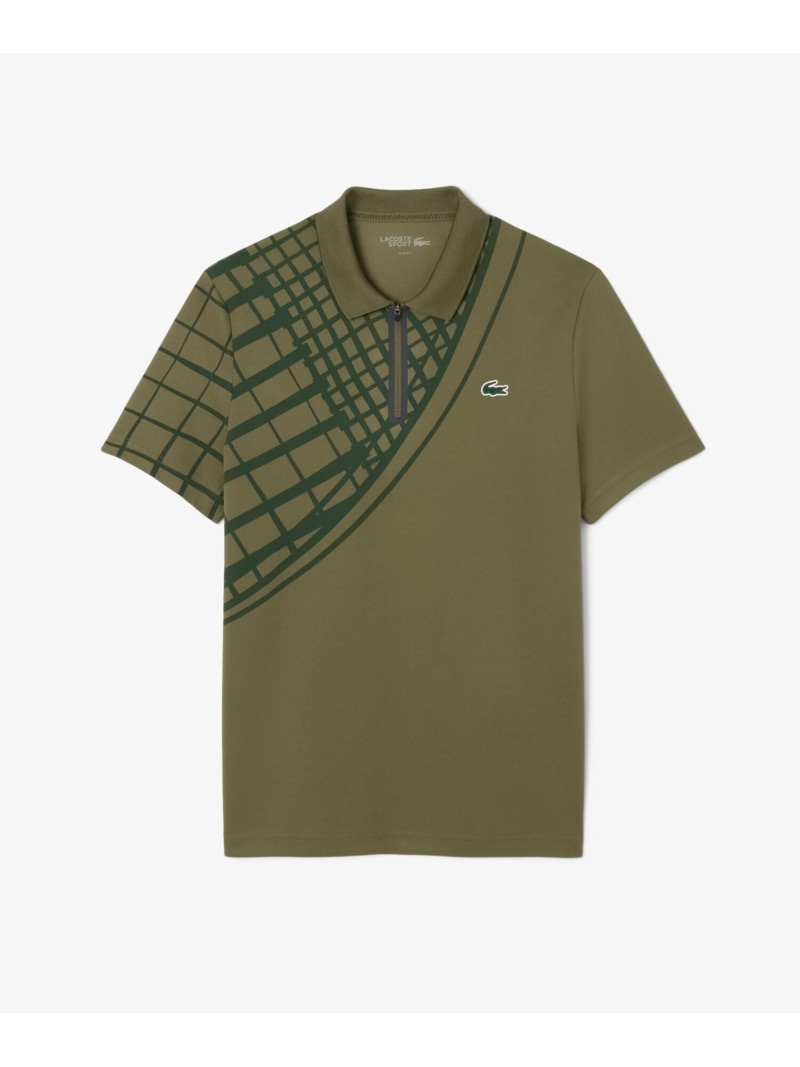 【SALE／40%OFF】LACOSTE アシンメトリーラケットグラフィックウルトラドライポロシャツ ラコステ トップス ポロシャツ グリーン【RBA_E】【送料無料】