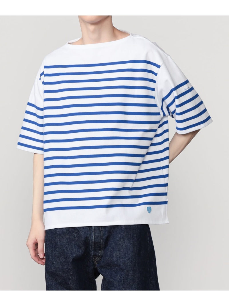 Bshop ORCIVAL ｜ ラッセル ワイド ボートネック 半袖バスクシャツ MEN ビショップ トップス カットソー・Tシャツ イエロー グレー ブルー【送料無料】