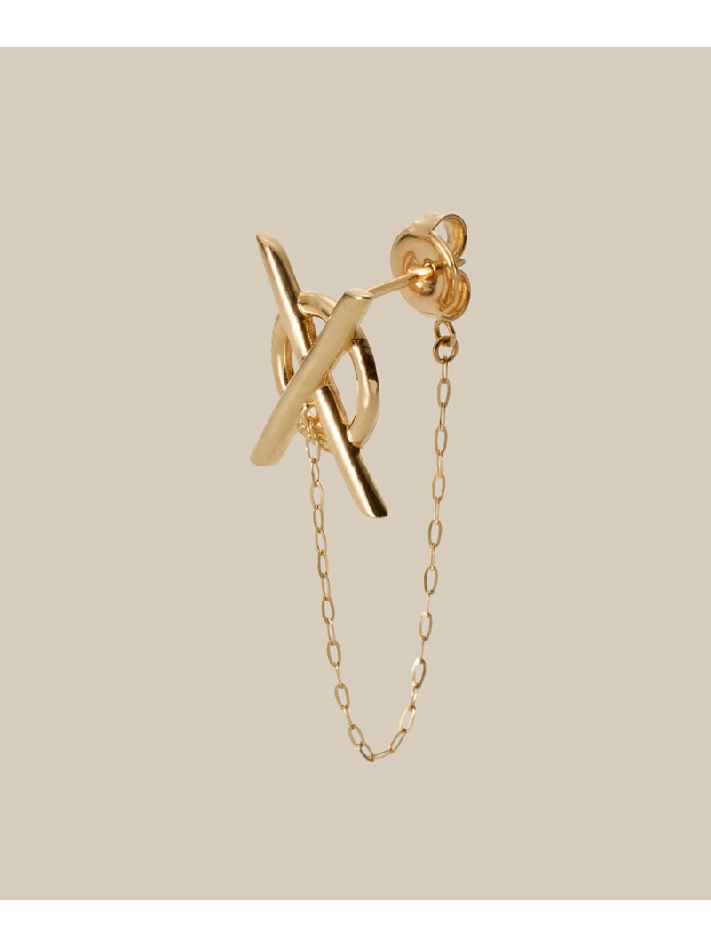 XOZ K10 X drop chain pierced earring 差し交わす ドロップチェーンピアス クロスオズ 付属品・ウオッチ ピアス ゴールド【貨物輸送無料】