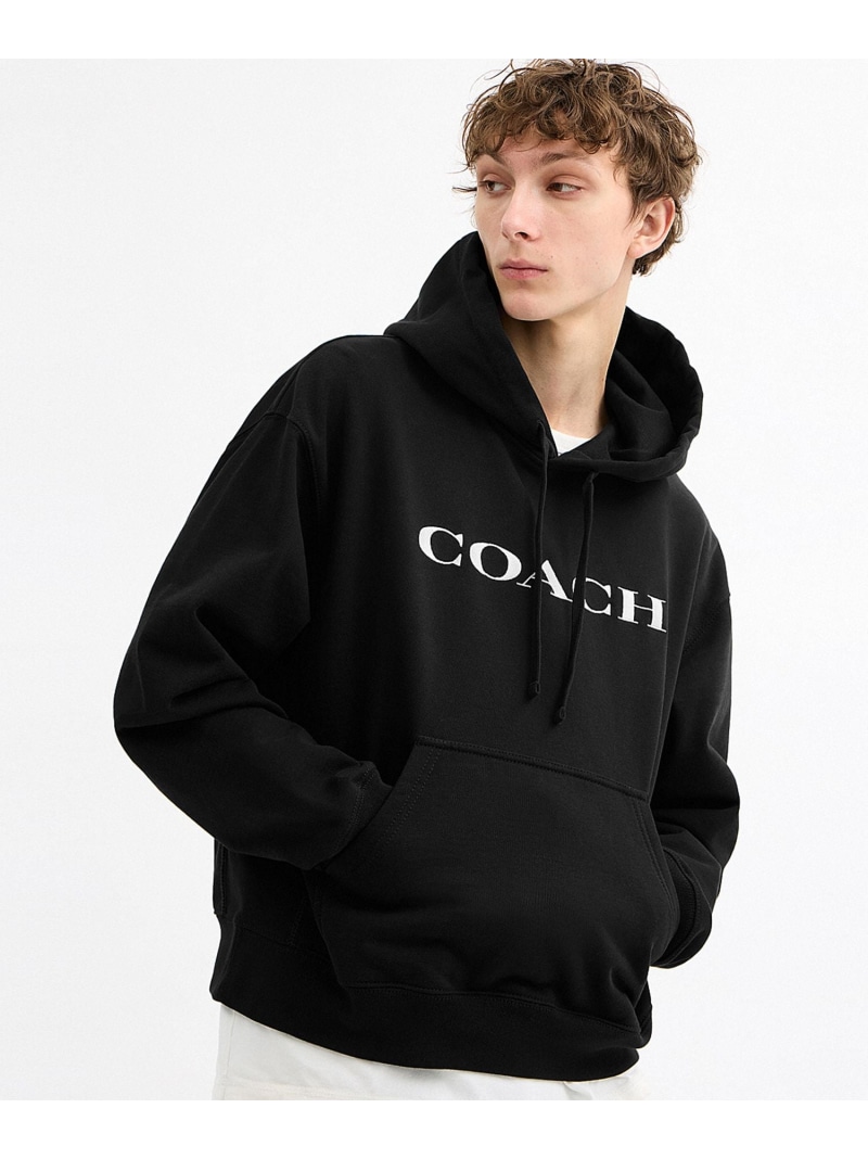 COACH OUTLET 【堅苦しさ】フーディー コーチ職 逃げ口 トップス パーカー・フーディー 黒いこと【貨物輸送無料】