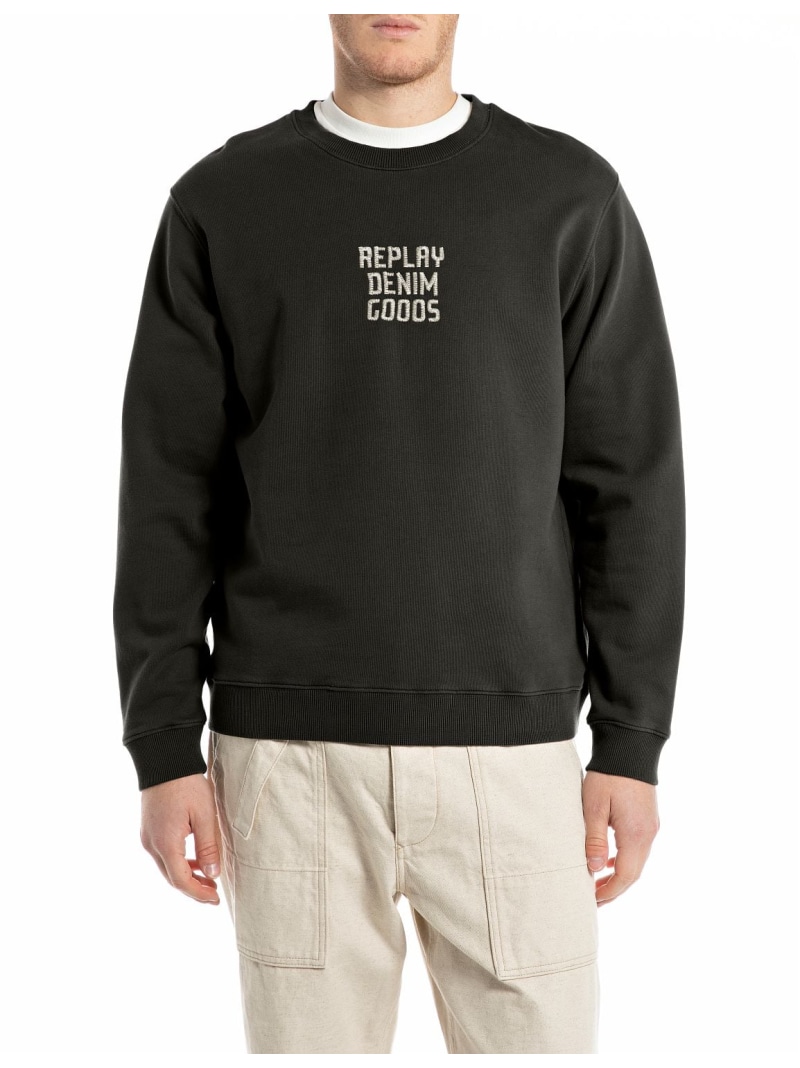 【SALE／40%OFF】REPLAY レタリング刺しゅうコットンフリース リプレイ トップス スウェット・トレーナー グレー ブラウン ブラック【RBA_E】【送料無料】