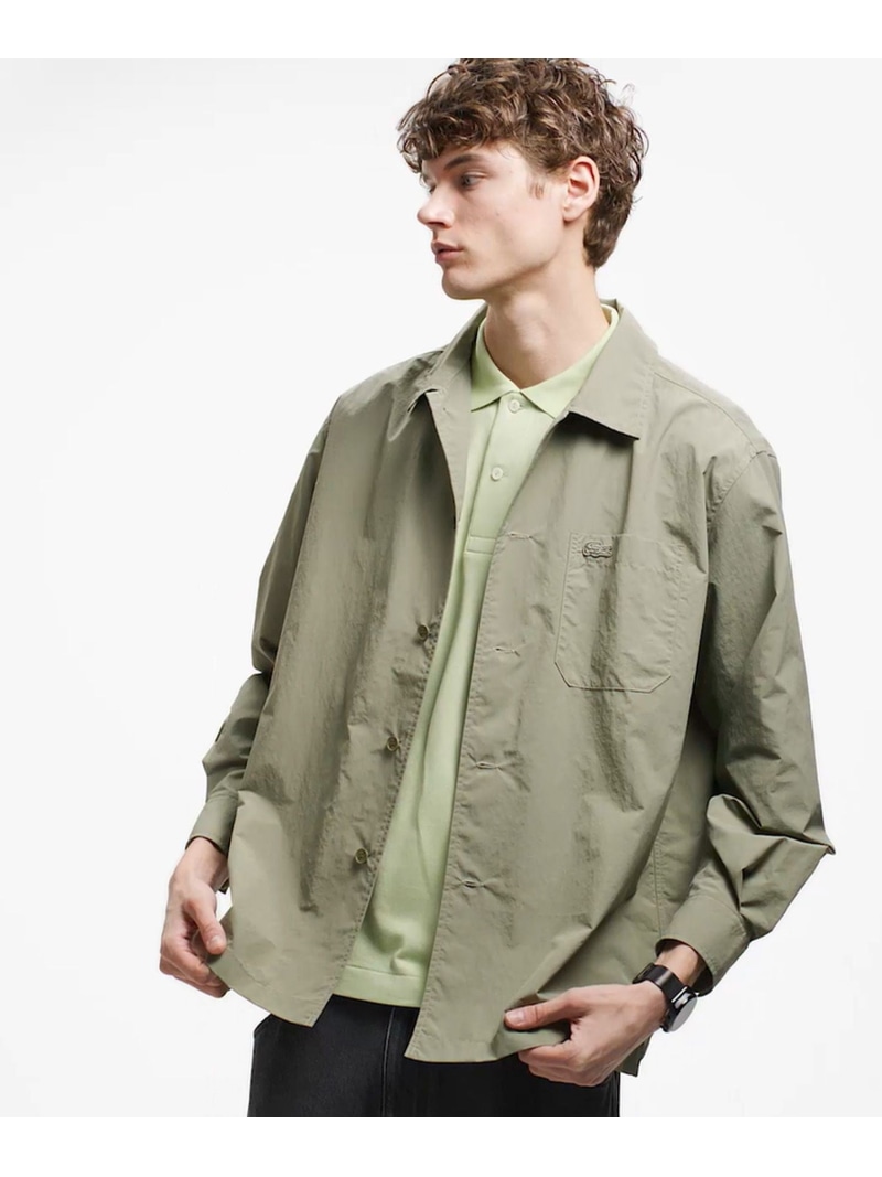 【SALE／40%OFF】LACOSTE ナイロンリップシャツジャケット ラコステ トップス シャツ・ブラウス ブラック ホワイト【RBA_E】【送料無料】｜ Fashion Men