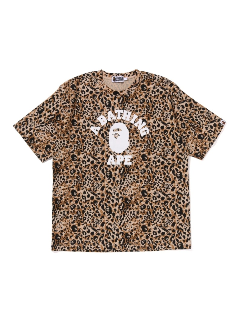 A BATHING APE WILD LEOPARD PATTERN COLLEGE RELAXED FIT TEE ア ベイシング エイプ トップス カットソー・Tシャツ ブルー グレー ベージュ【送料無料】