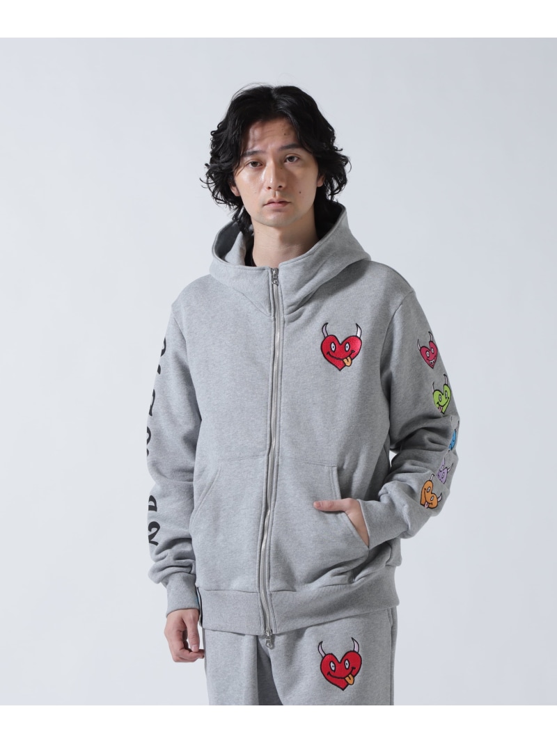 B\u00272nd maxsix(マックスシックス)ONI HEART ZIP PARKA ビーセカンド トップス パーカー・フーディー 黒いこと 薄墨色【貨物輸送無料】