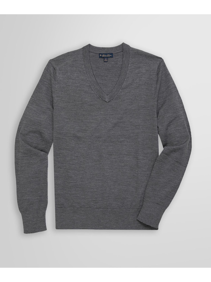 BROOKS BROTHERS メリノウール Vネックセーター ブルックス ブラザーズ トップス ニット グレー ネイビー【送料無料】
