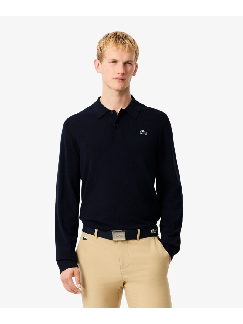 【SALE／30%OFF】LACOSTE ミニマルゴルフポロニットシャツ ラコステ トップス ニット ホワイト ネイビー【RBA_E】【送料無料】