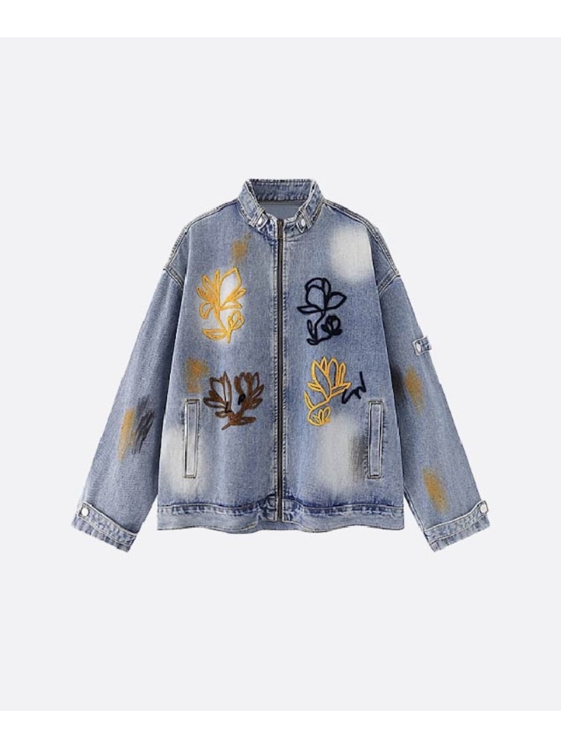 U:UME Botanical Embroidery Denim Jacket ユーム ジャケット・アウター テーラードジャケット・ブレザー ブルー【先行予約】*【送料無料】