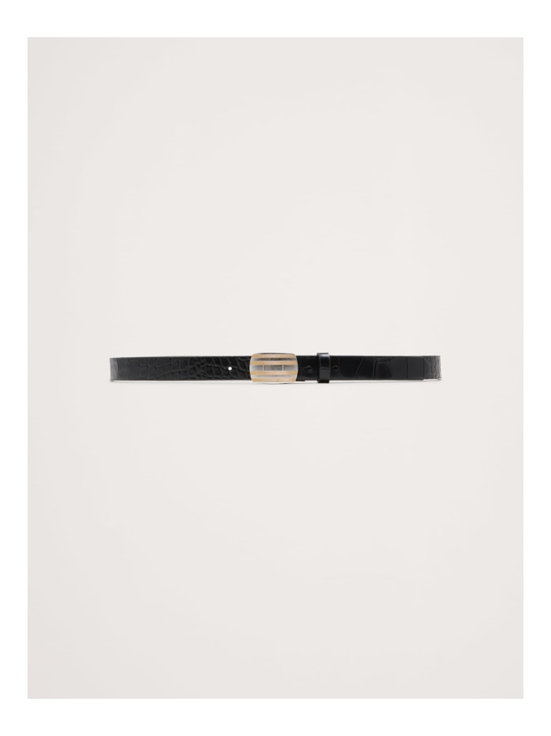 BANANA REPUBLIC (M)エンボスレザー プラークバックル ベルト バナナ・リパブリック ファッション雑貨 ベルト ブラック【送料無料】