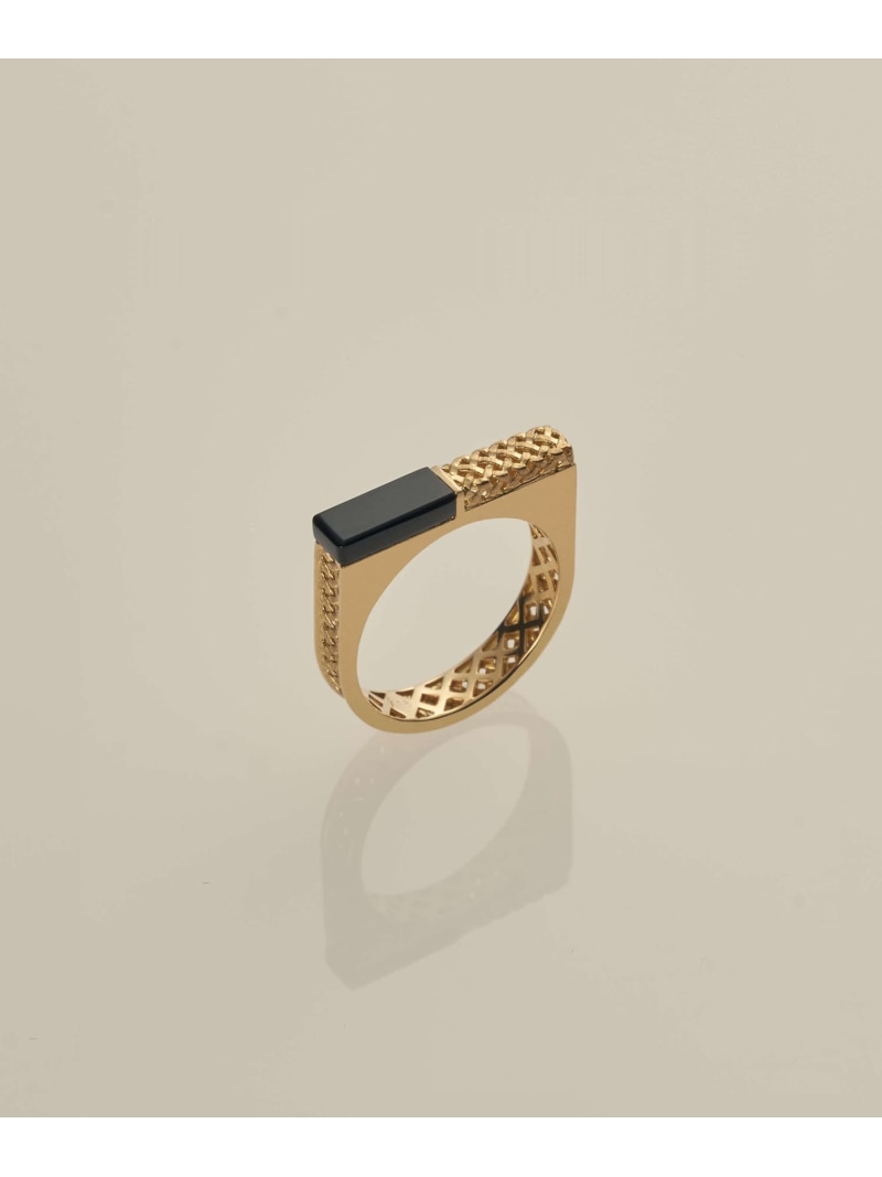 XOZ K18 bamboo onyx ring バンブー オニキス 輪っか クロスオズ 添え物・ウオッチ 輪っか・指環 ゴールド【貨物輸送無料】
