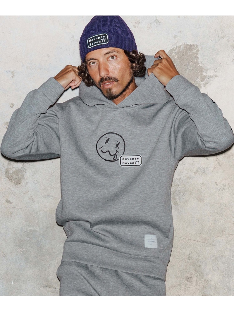 seventy seven mpa3947-cardboard P-O hoodie smile&arrow プルオーバーパーカー カンビオ トップス パーカー・フーディー ブラック グレー【送料無料】
