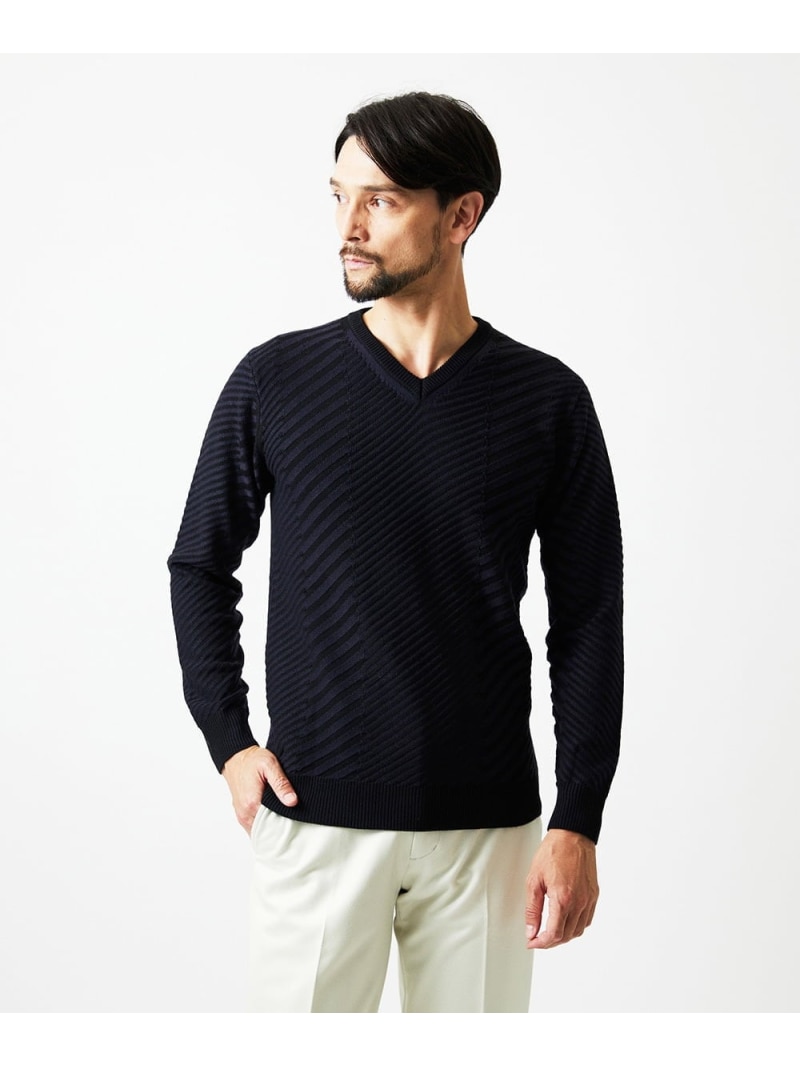 【SALE／20%OFF】MICHEL KLEIN HOMME グラデーションVネックニット ミッシェルクランオム トップス ニット ネイビー【RBA_E】【送料無料】 11,519円