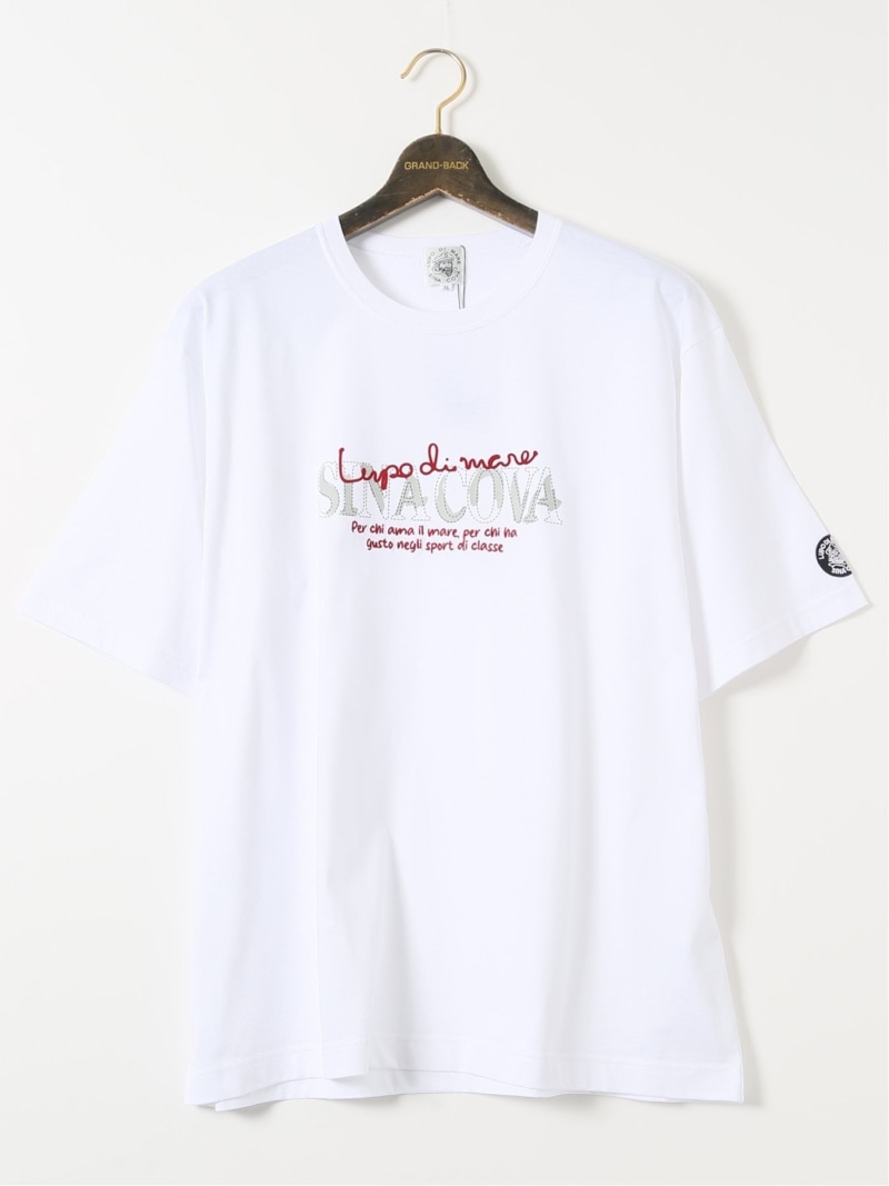 【SALE／30%OFF】GRAND-BACK 【大きいサイズ】シナコバ/SINA COVA 綿 シルケット クルーネック 半袖 Tシャツ タカキュー トップス カットソー・Tシャツ ネイビー ホワイト【RBA_E】【送料無料】｜ Fashion Men