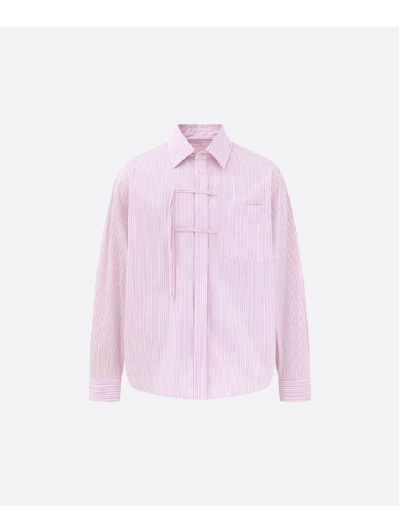 U:UME China Button Stripe Shirt ユーム トップス プルオーバー・トップ サクラ色 青色【先んずる取っておく】*【貨物輸送無料】