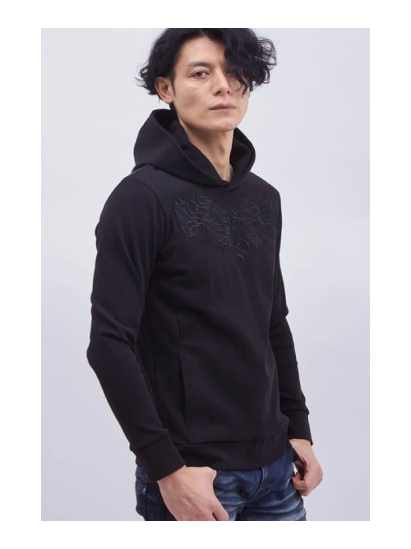 【SALE／30%OFF】TORNADO MART TORNADO MART&there4;エンブロイダリープルパーカー トルネードマート トップス カットソー・Tシャツ グレー ブラック【RBA_E】【送料無料】｜ Fashion Men