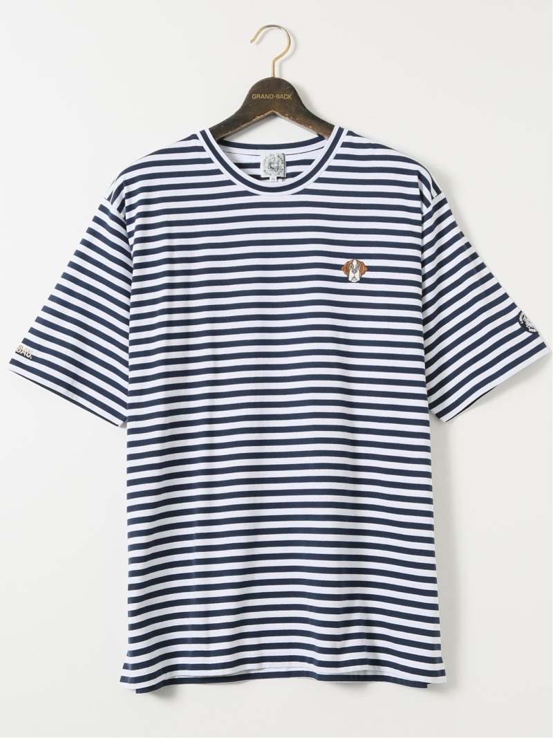 GRAND-BACK 【大きいサイズ】シナコバ/SINA COVA 度詰 天竺 ボーダー クルー 半袖 Tシャツ タカキュー トップス カットソー・Tシャツ ブルー【送料無料】｜ Fashion Men