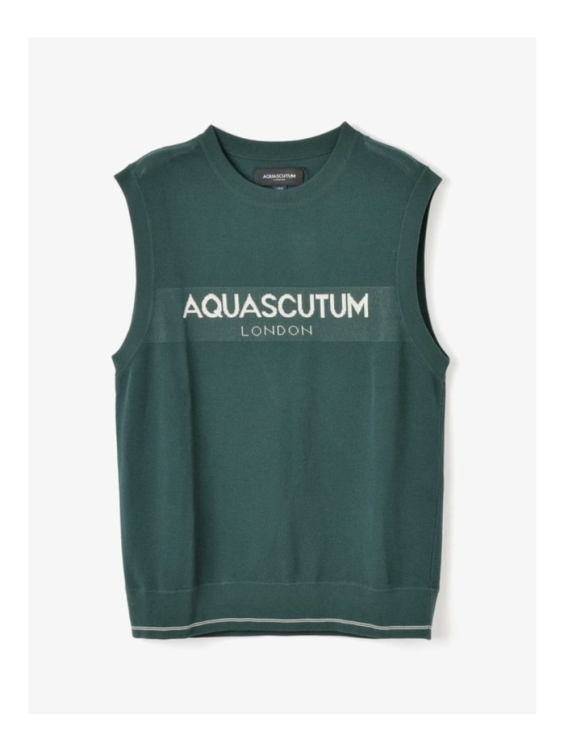 【SALE／50%OFF】Aquascutum GOLF GOLF MEN AQラインロゴニットベスト アクアスキュータム トップス ニット グリーン ネイビー【RBA_E】【送料無料】