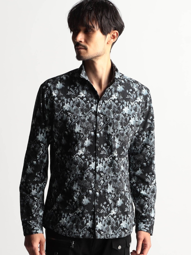 【SALE／30%OFF】NICOLE CLUB FOR MEN アラカルトプリント スタンドカラーシャツ ニコル トップス シャツ・ブラウス ブルー レッド ホワイト グレー ブラック【RBA_E】【送料無料】