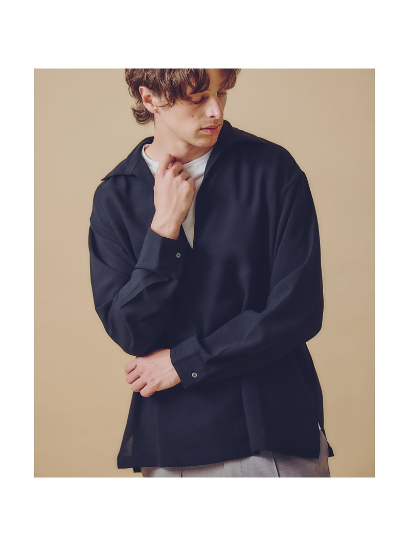【SALE／40%OFF】5351POUR LES HOMMES スキッパー プルオーバー 長袖シャツ ゴーサンゴーイチプールオム トップス シャツ・ブラウス ブルー ブラック【RBA_E】【送料無料】