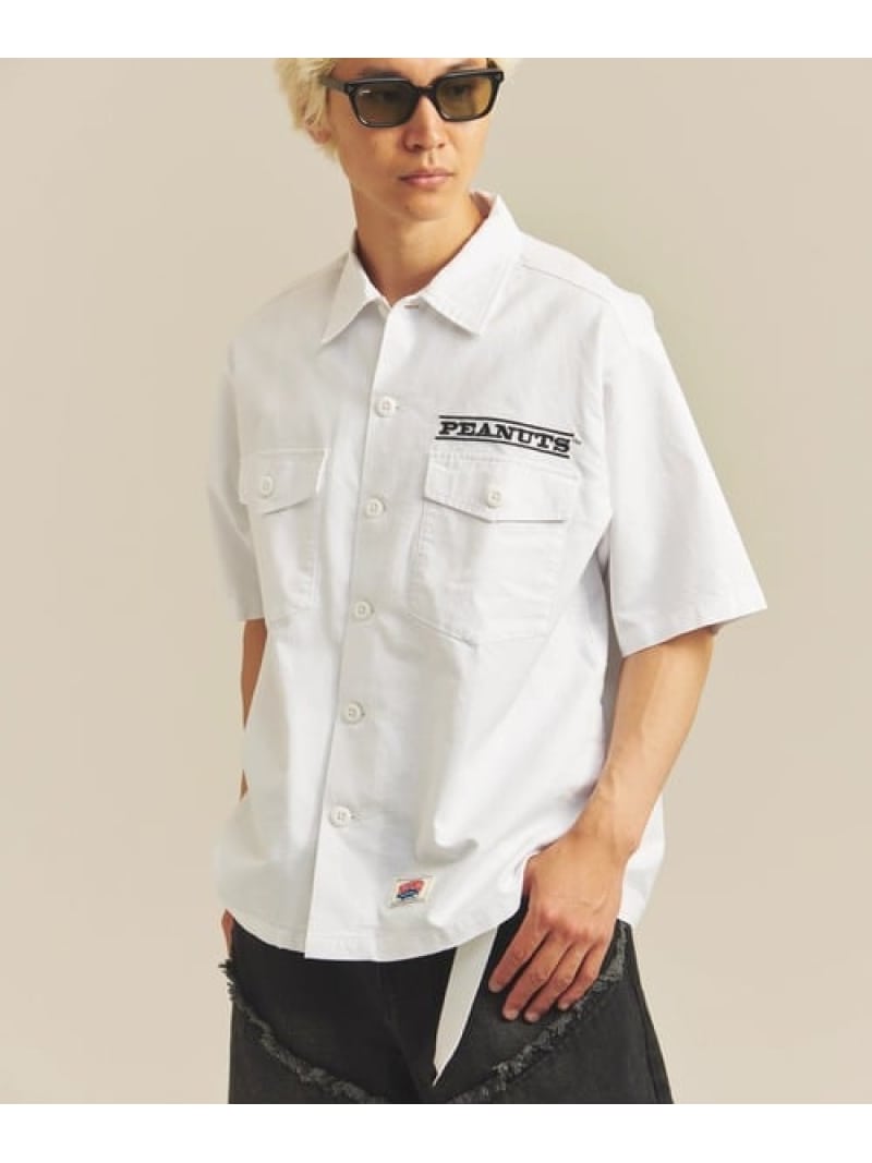 SELECT BRANDS NUTMEG/ナツメグ Peanuts S/Sシャツ(MENS) ジャックローズ トップス シャツ・ブラウス ブラック ホワイト【送料無料】