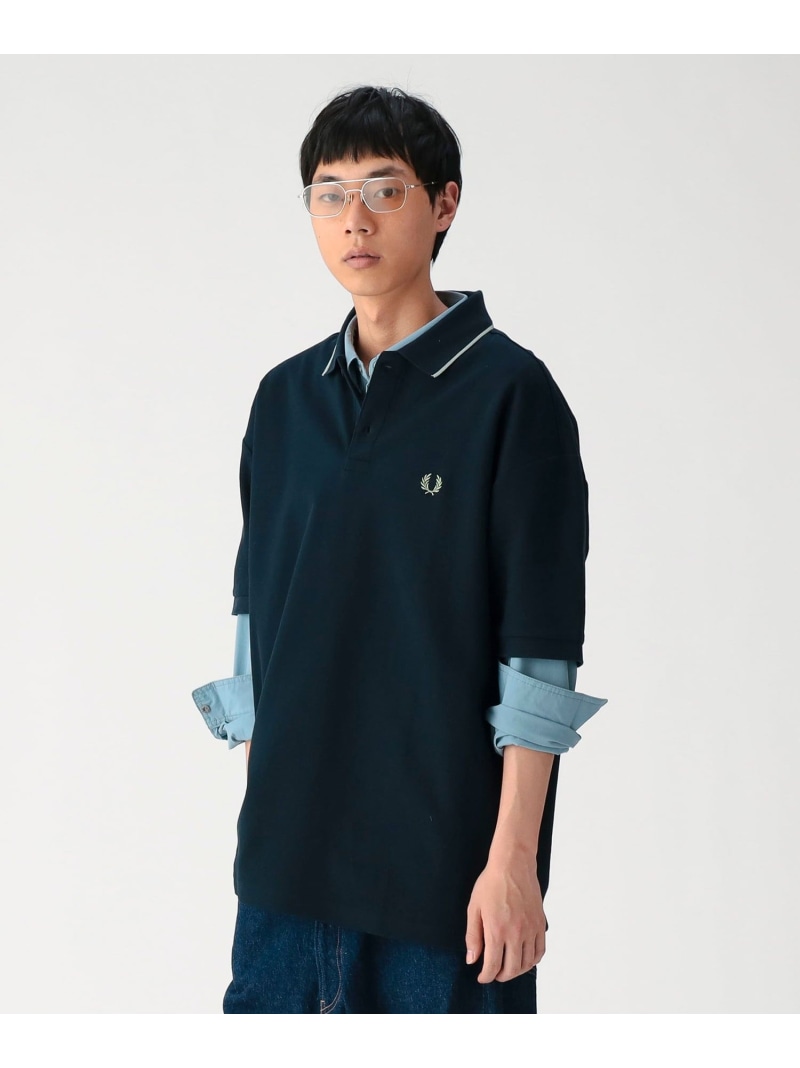 BEAMS FRED PERRY / 【別注】リラックスフィット ピケ ポロシャツ 26SS ビームス メン トップス ポロシャツ ネイビー ブラック【先行予約】*【送料無料】