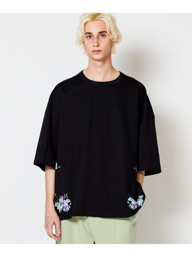 rehacer rehacer:Bloom Over Pocket CS レアセル トップス カットソー・Tシャツ ホワイト ブラック【送料無料】
