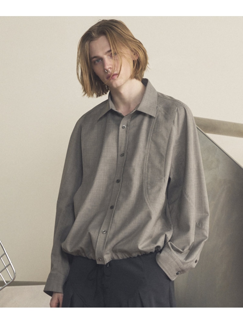 MAISON SPECIAL NISHIKAWA KEORI Prime-Over Wool Curve Shirt メゾンスペシャル トップス シャツ・ブラウス ブラック ベージュ【送料無料】