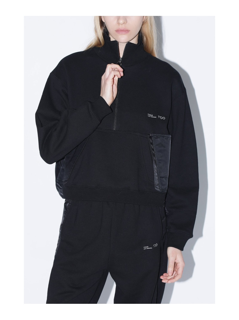 TOGA TOO Cotton half-zip pullover トーガ トップス スウェット・トレーナー ブラック【送料無料】｜ Fashion Men