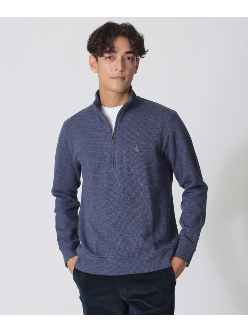 【SALE／28%OFF】Paul Stuart へリンボンダブルフェイスハーフジップ ポール・スチュアート トップス カットソー・Tシャツ レッド ホワイト ネイビー【RBA_E】【送料無料】