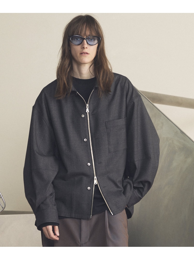 MAISON SPECIAL NISHIKAWA KEORI Prime-Over Wool ZIP Shirt メゾンスペシャル トップス シャツ・ブラウス ブラック グレー【送料無料】