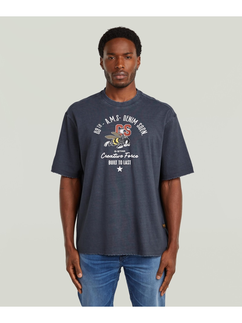 G-Star RAW 【公式ショップ】Front Angry Bee T-Shirt/ヴィンテージライクダメージ加工キャラクター/マスコットTシャツ ジースターロゥ トップス カットソー・Tシャツ ネイビー【送料無料】