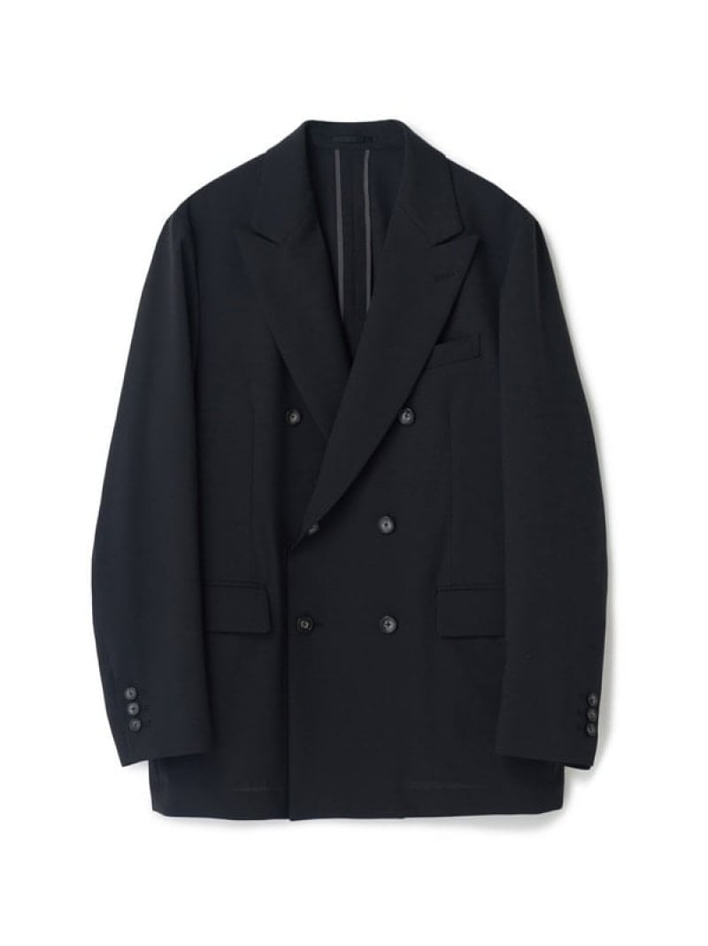 MEN\'S BIGI SMART MERINOウールトロピカル/グレンチェック ダブルジャケット<防シワ><軽量><ストレッチ> メンズ ビギ ジャケット・アウター テーラードジャケット・ブレザー ブラック【送料無料】
