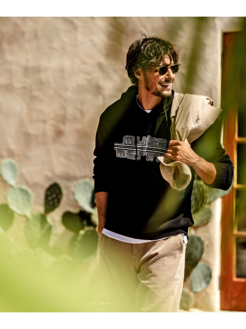 ROYAL FLASH muta MARINE/ムータ マリン/別注 MUTA MARINE KNIT PARKA ロイヤルフラッシュ トップス ニット ブラック ホワイト【送料無料】｜ Fashion Men
