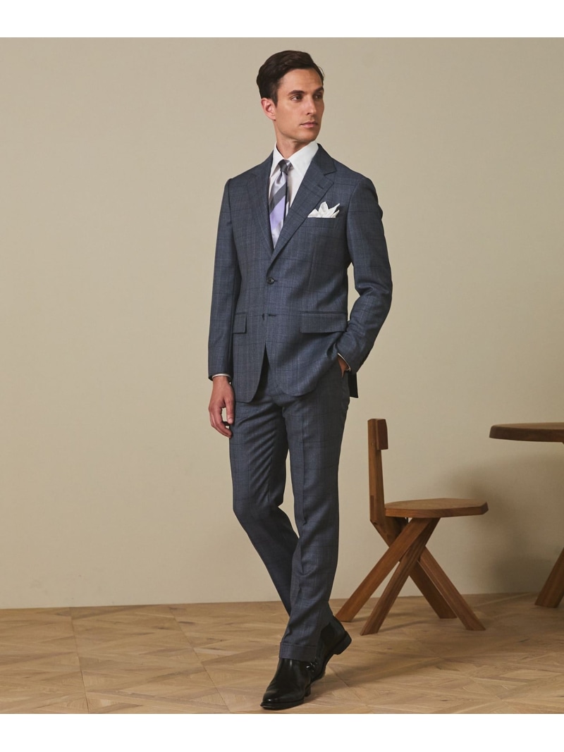 GOTAIRIKU 【ZEGNA/ゼニア】エレクタ 背広(サックスブルーチェック) ゴタイリク 背広・フォーマル セットアップ背広 青碧【貨物輸送無料】