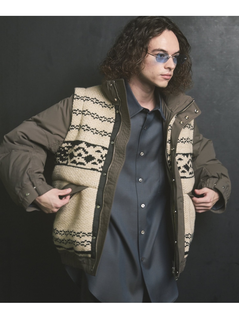 MAISON SPECIAL Knit-switched Prime-Over Down Jacket メゾンスペシャル ジャケット・アウター ダウンジャケット・ダウンベスト ベージュ ブラック【送料無料】