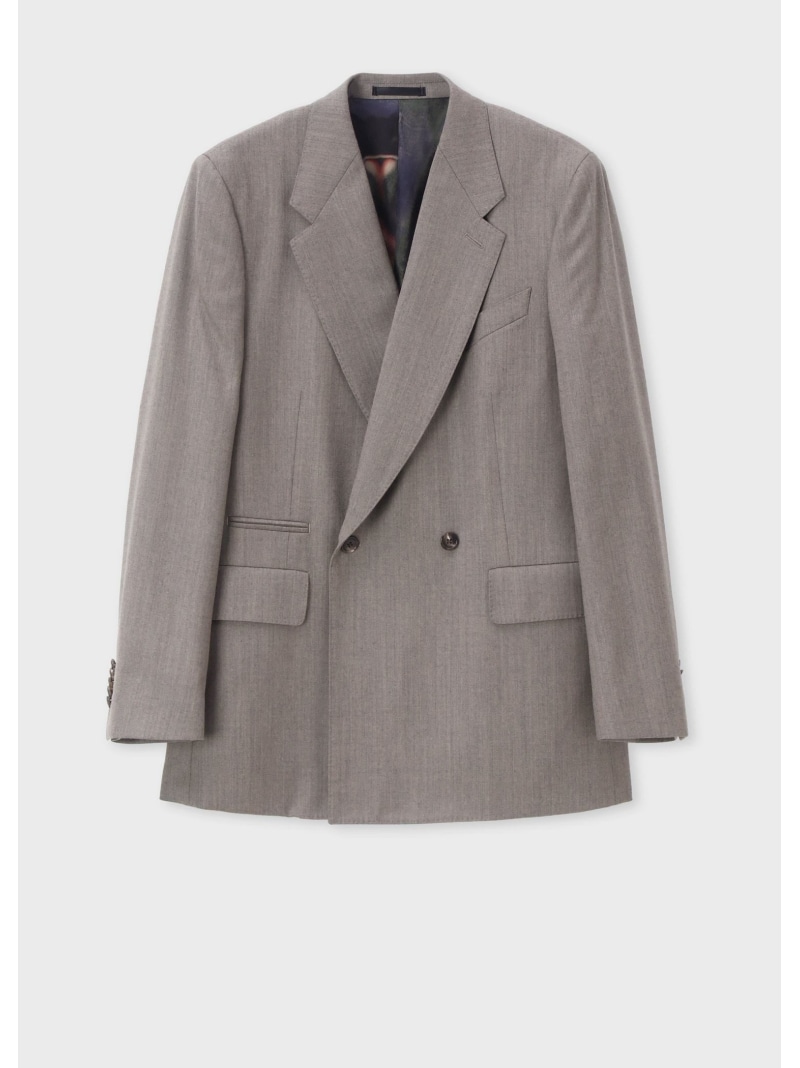 Paul Smith ウールカシミヤフランネル ダブルブレストジャケット ポール・スミス ジャケット・アウター テーラードジャケット・ブレザー ブラック ブラウン【送料無料】｜ Fashion Men