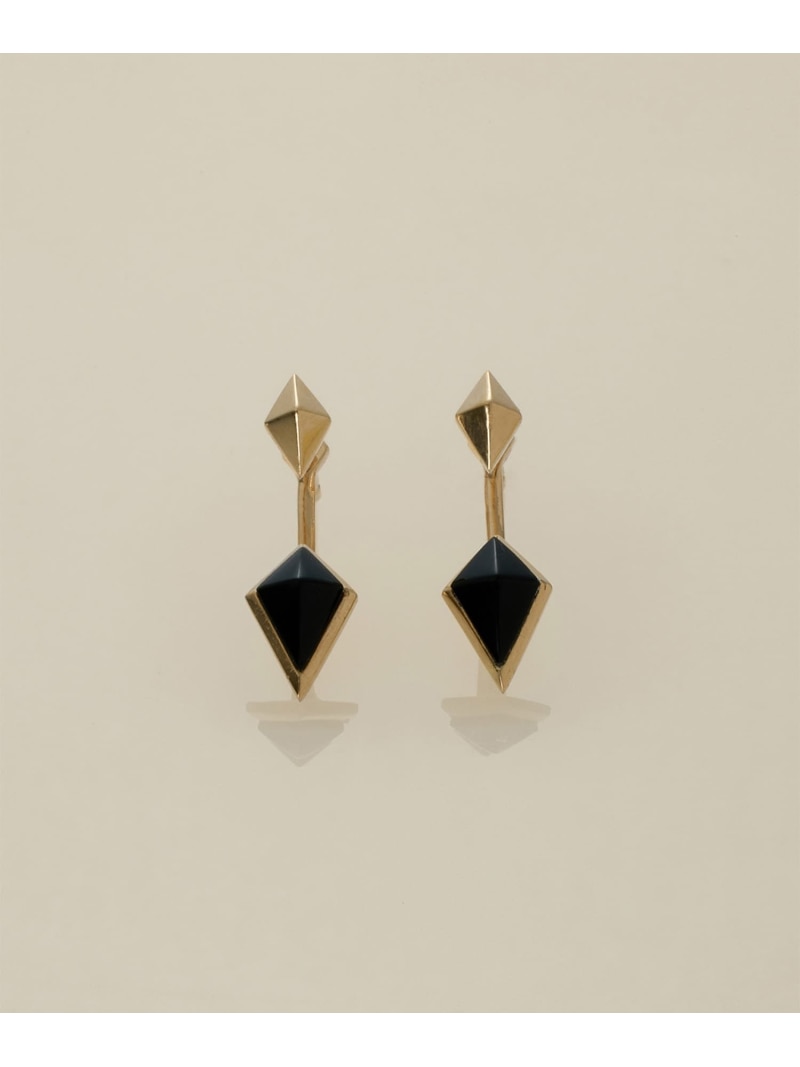 XOZ K10 onyx diamond-shaped stud pierced earring クロスオズ 付属品・ウオッチ ピアス ゴールド【貨物輸送無料】