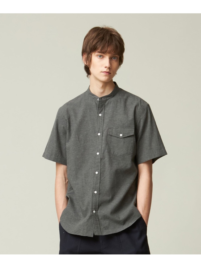 【SALE／30%OFF】J.PRESS 【HYBRID LINEN】 バンドカラーシャツ ジェイプレス トップス シャツ・ブラウス ブルー グレー【RBA_E】【送料無料】