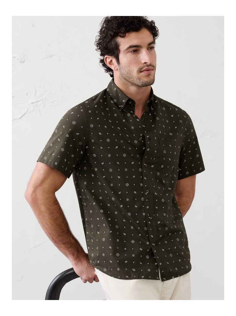 BANANA REPUBLIC FACTORY STORE (M)スリムフィット ソフトウォッシュ コットンシャツ バナナ・リパブリック ファクトリーストアー トップス シャツ・ブラウス ホワイト グリーン【送料無料】