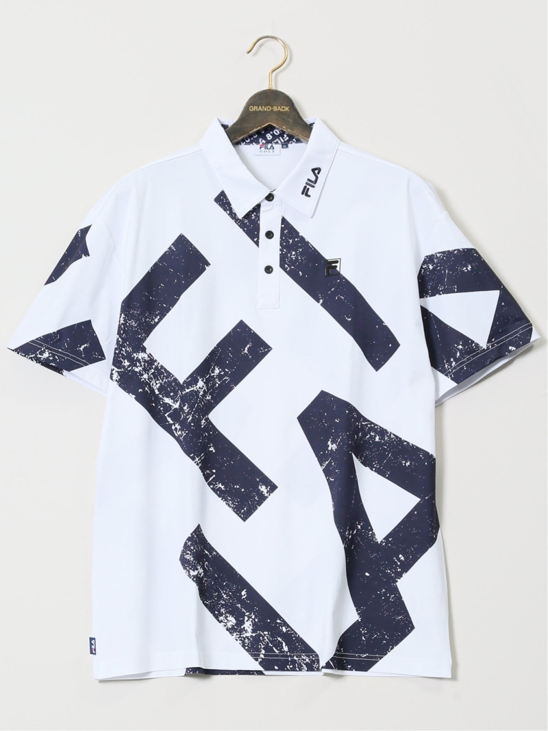 GRAND-BACK 【大きいサイズ】フィラ ゴルフ/FILA GOLF ビッグロゴプリント 半袖ポロシャツ タカキュー トップス ポロシャツ ネイビー ホワイト【送料無料】| Fashion Men