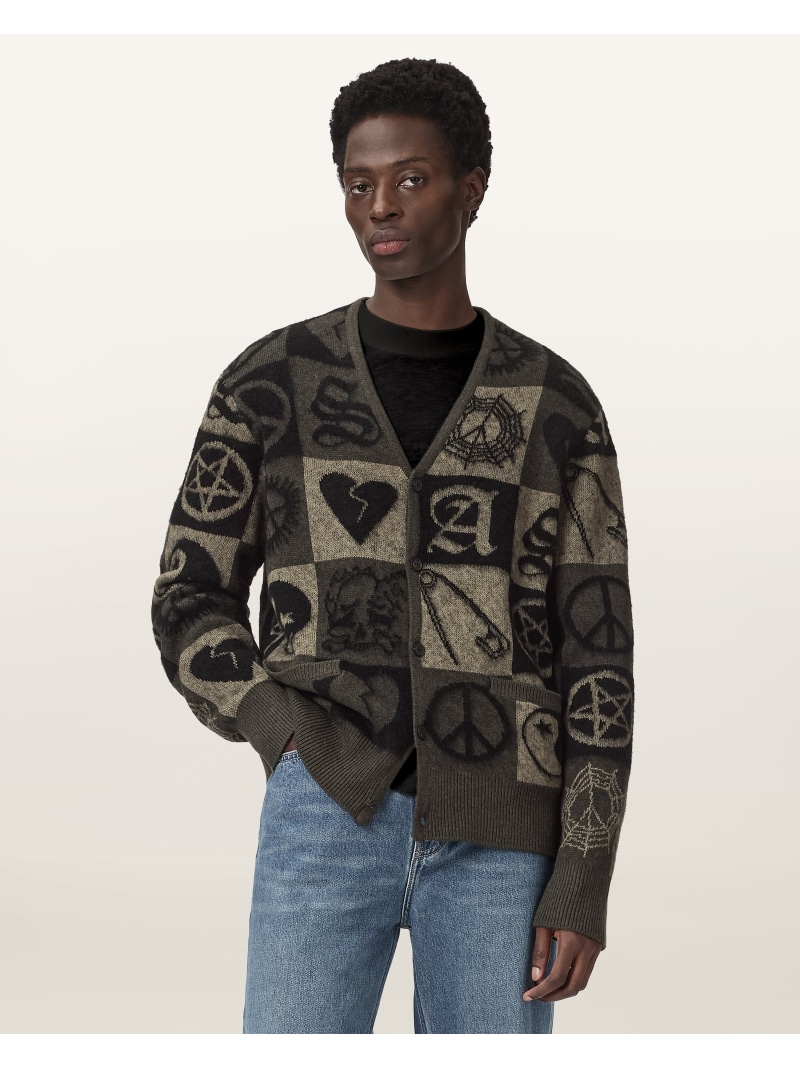 ALLSAINTS (M)TRAVIS CARDIGAN オールセインツ トップス カーディガン カーキグリーン【送料無料】