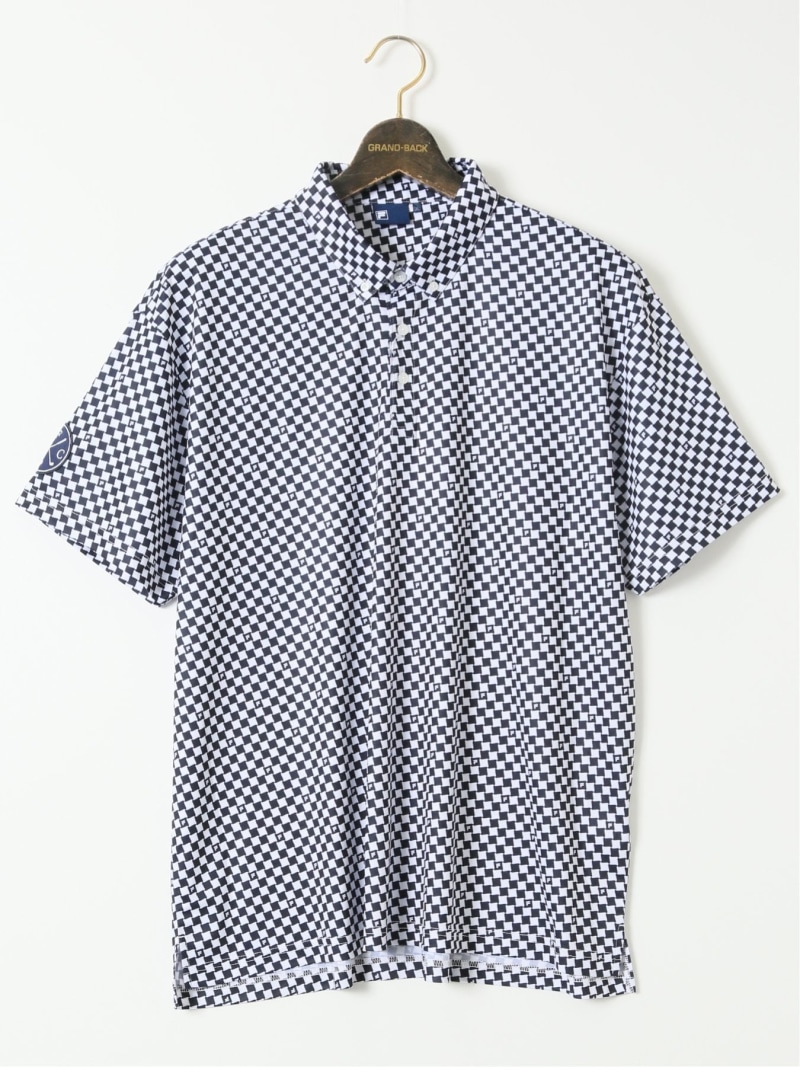 GRAND-BACK 【大きいサイズ】フィラ ゴルフ/FILA GOLF チェッカーフラッグ柄 半袖 ポロシャツ タカキュー トップス ポロシャツ ホワイト オレンジ【送料無料】| Fashion Men