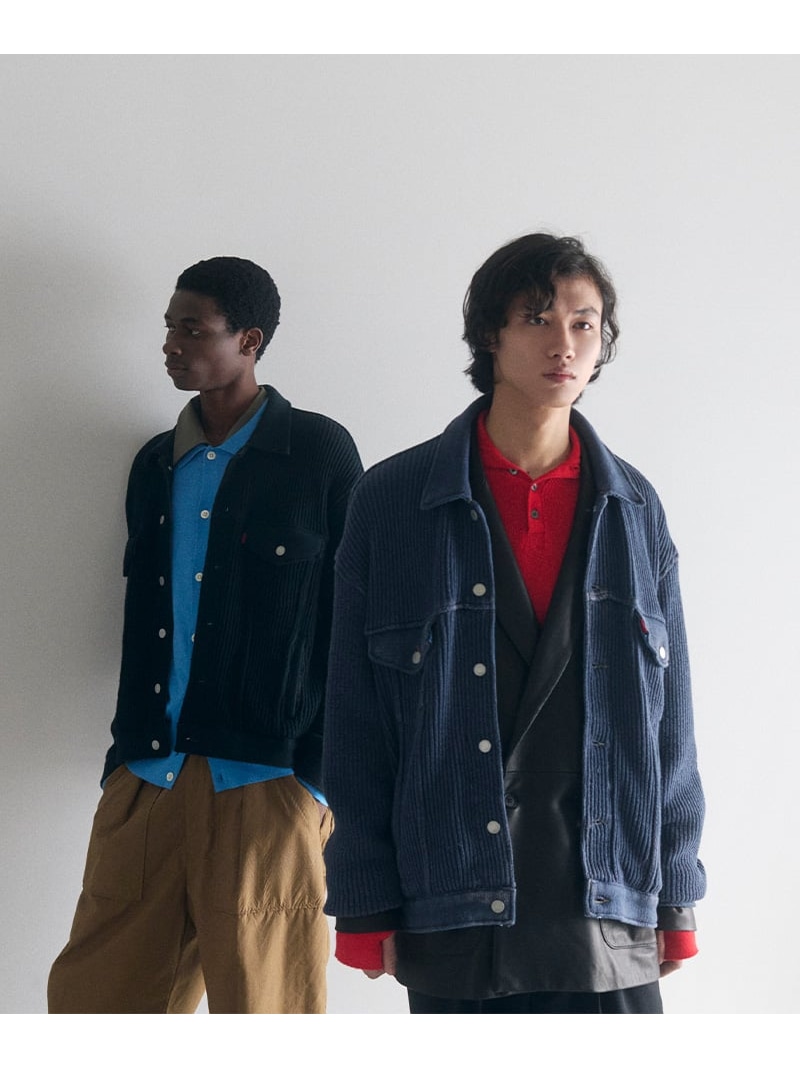 GARDEN TOKYO YOKE×吾亦紅/ヨーク×ワレモコウ/CONNECTED KNIT DENIM TRUCKER JACKET EXCLUSIVE/吾亦紅別注 ガーデン ジャケット・アウター ブルゾン・ジャンパー ブルー ブラック【送料無料】