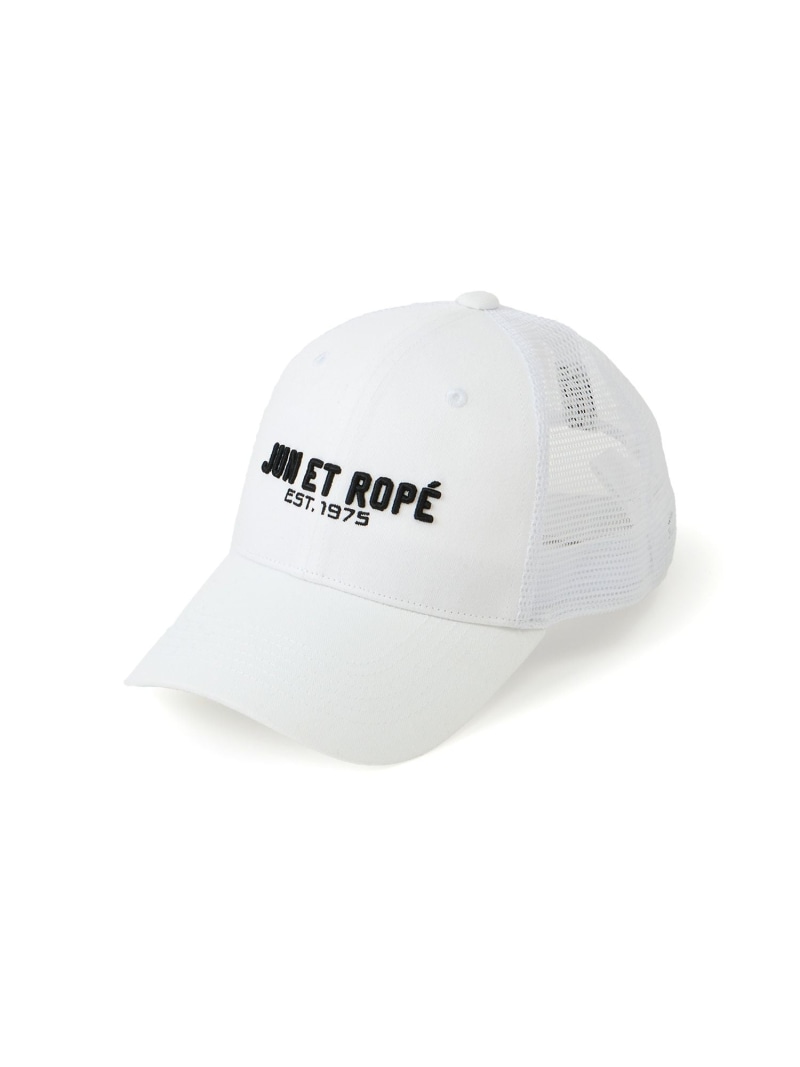 JUN&ROPE' ロゴ入りサイドバックメッシュキャップ ジュンアンドロペ 帽子 キャップ ホワイト ブラック【送料無料】