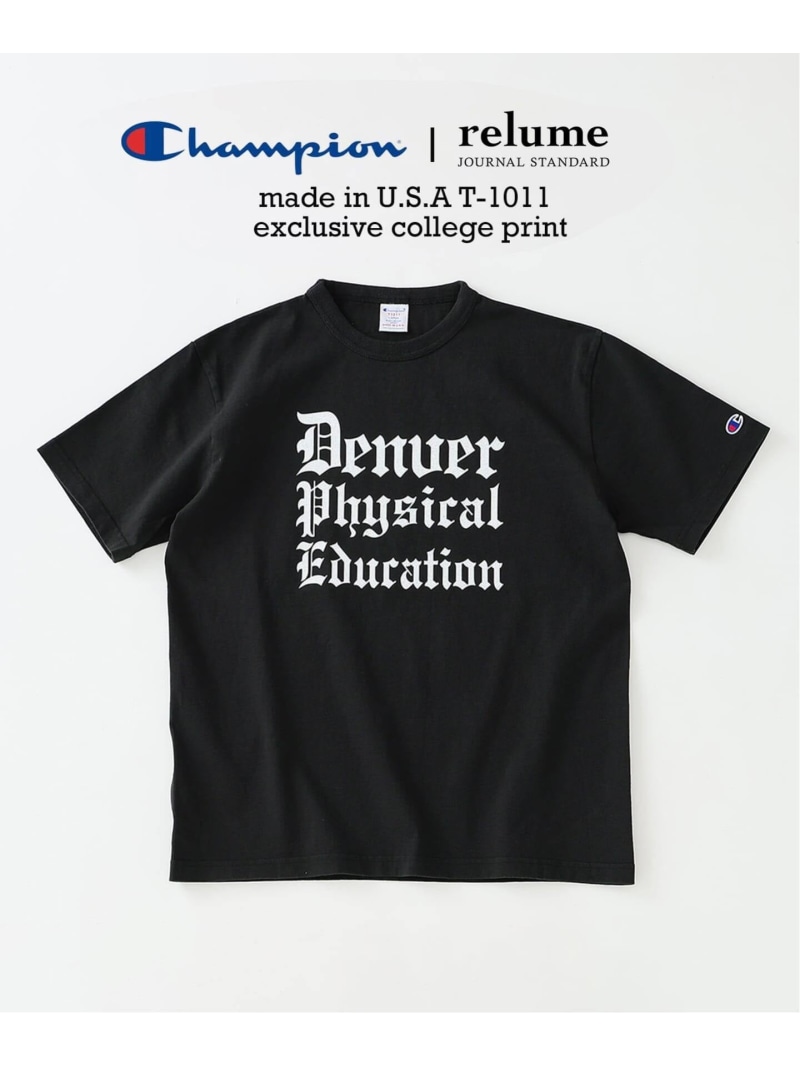 JOURNAL STANDARD relume 《予約》CHAMPION / チャンピオン 別注 T1011 カレッジプリント Tシャツ ジャーナル スタンダード レリューム トップス カットソー・Tシャツ ブラック【先行予約】*【送料無料】