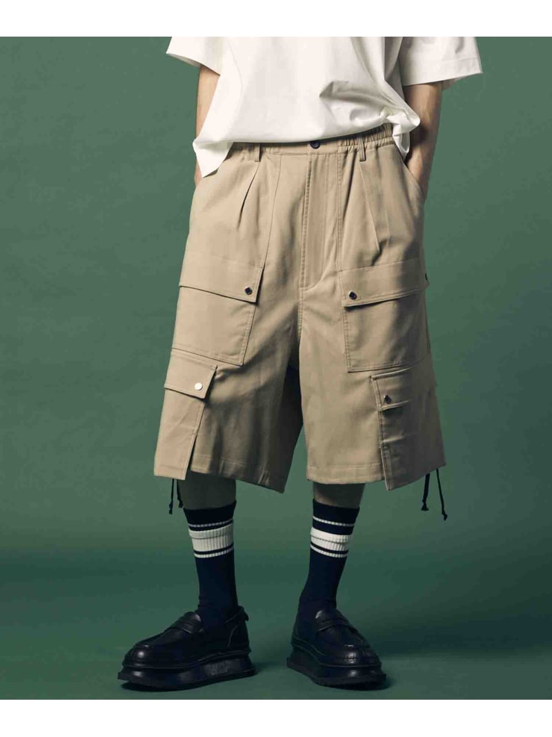 MAISON SPECIAL Impregnation Wool Mix Stretch Prime-Wide Cargo Shorts メゾンスペシャル トップス カットソー・Tシャツ ブラック グレー ベージュ【送料無料】