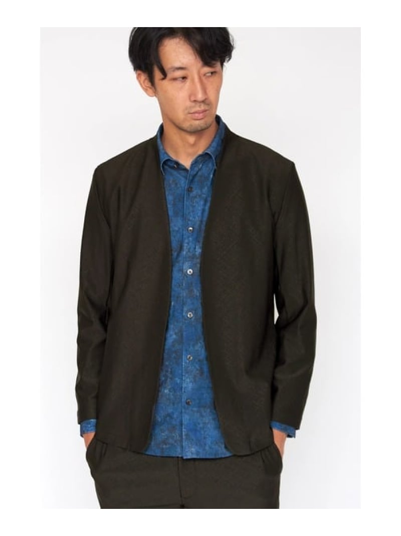 【SALE／30%OFF】HIGH STREET HIGH STREET&there4;4WAYバイアスチェックジャガードノーカラージャケット トルネードマート トップス カットソー・Tシャツ ブラウン グレー ブラック【RBA_E】【送料無料】｜ Fashion Men