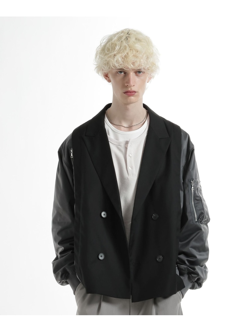 【SALE／50%OFF】HARE MA-1ドッキングジャケット ハレ ジャケット・アウター テーラードジャケット・ブレザー ブラック ネイビー【RBA_E】【送料無料】