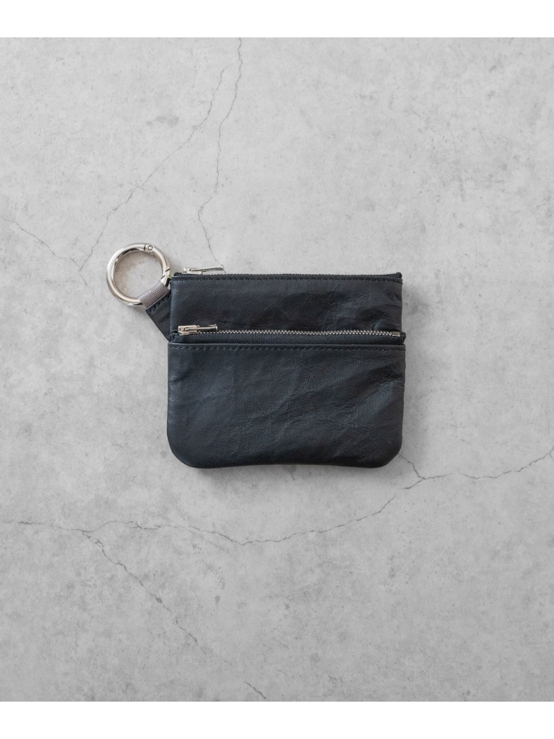 SENTI Dyneema Leather W ZIP POUCH ダイニーマレザーダブルジップポーチ コンポジット 財布・ポーチ・ケース コインケース・小銭入れ・札入れ ブラック【先行予約】*【送料無料】