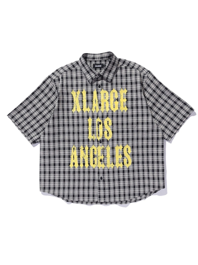 【SALE／30%OFF】XLARGE PRINTED PLAID S/S SHIRT エクストララージ トップス シャツ・ブラウス ブラック グリーン オレンジ【RBA_E】【送料無料】